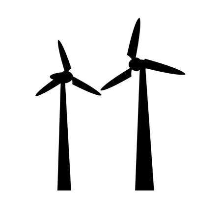 black silhouette design with isolated white background of wind mill,vector illstrationのイラスト素材