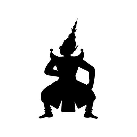 black silhouette design of king of giant in ramayana literature standing,vector illustrationのイラスト素材
