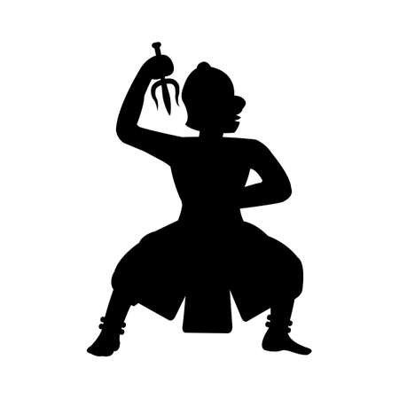 black silhouette design of leader of monkey ready to fight the actor of ramayana,vector illustrationのイラスト素材
