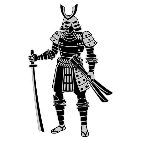 clip art of samurai with silhouette design,vector illustrationのイラスト素材