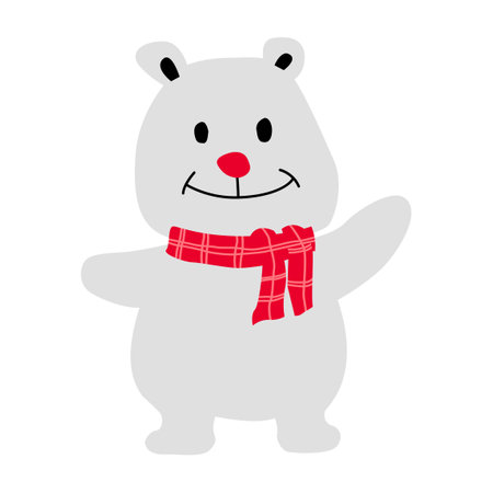 clip art of polar bear in xmas costume with cartoon design,vector illustrationのイラスト素材