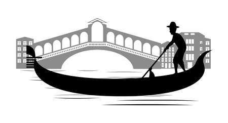 silhouette design of Venice and boat  .famous symbol of Italy ,vector illustrationのイラスト素材