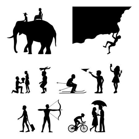 silhouette design of people activity, vector illustration&#xD;&#xA;のイラスト素材