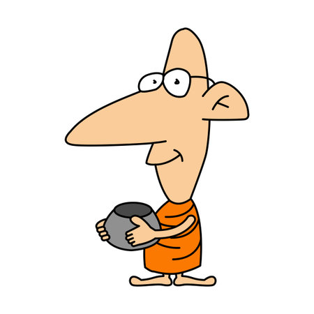 cute clipart of monk on cartoon version,vector illustrationのイラスト素材