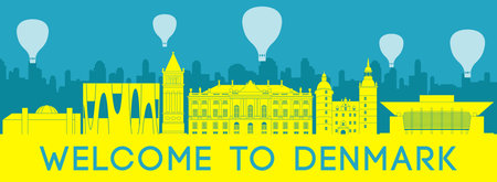 Denmark famous landmark with color design,vector illustrationのイラスト素材