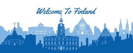 Finland famous landmarks by silhouette style,vector illustrationのイラスト素材