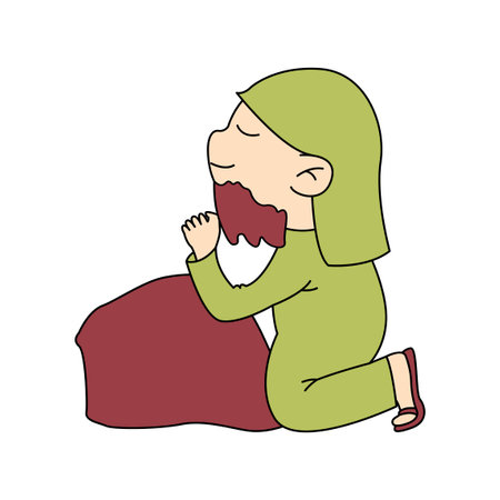 Cartoon design of man pray to god,vector illustrationのイラスト素材
