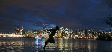 Vancouver skyline at sunsetの写真素材