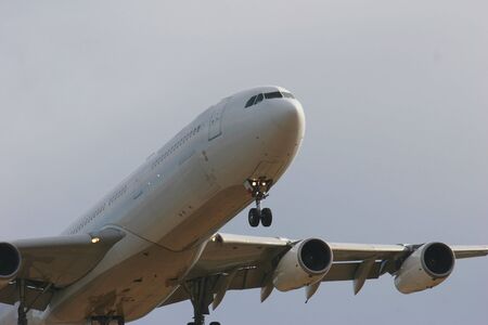 plane taking off from Vancouver airportの写真素材