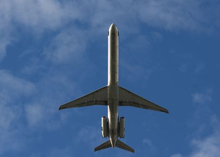 passenger jet over Vancouver aiportの写真素材