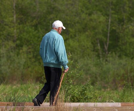 senior citizen taking a walkの写真素材