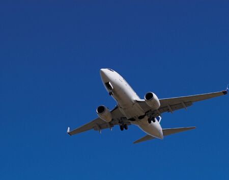 Jet on approach to Vancouver airportの写真素材