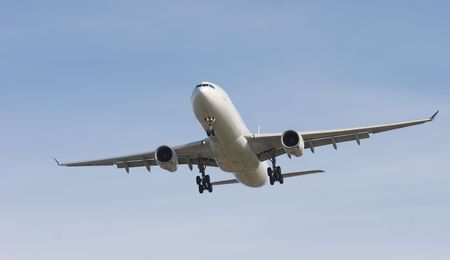 jet coming in for  a landing at Vancouver airportの写真素材