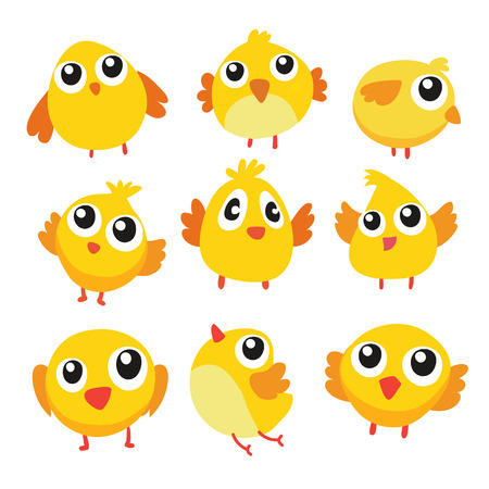 chick vector collection design, chick character vector designのイラスト素材