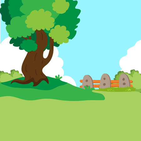 garden vector collection design, landscape vector design, tree vector designのイラスト素材