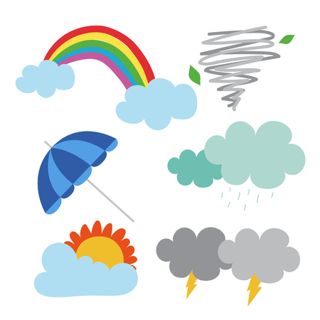 weather vector collection design, cloud vector collection designのイラスト素材