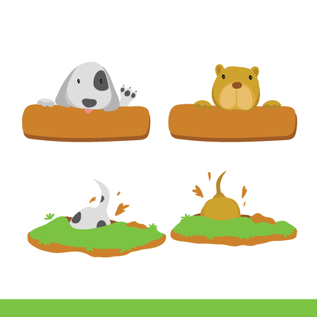 dog character vector design, animals vector collection designのイラスト素材