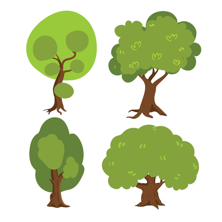 tree vector collection design, nature vector collection designのイラスト素材