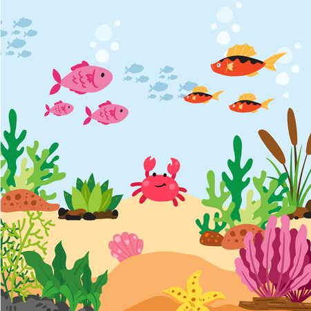 ocean animals collection designのイラスト素材