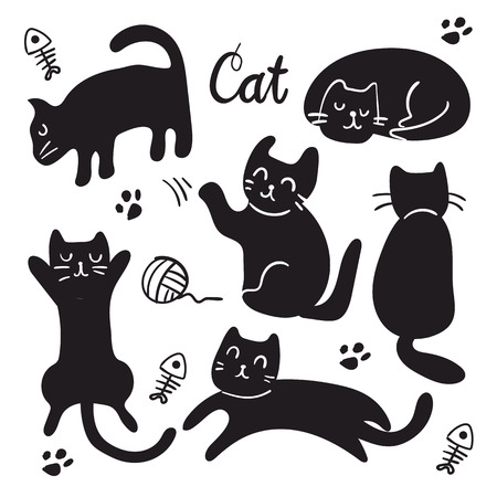 cat character vector design, cat vector collection designのイラスト素材