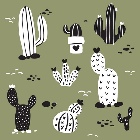 cactus vector collection design, cactus vector set designのイラスト素材