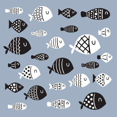 fish character vector design, fish vector collection designのイラスト素材
