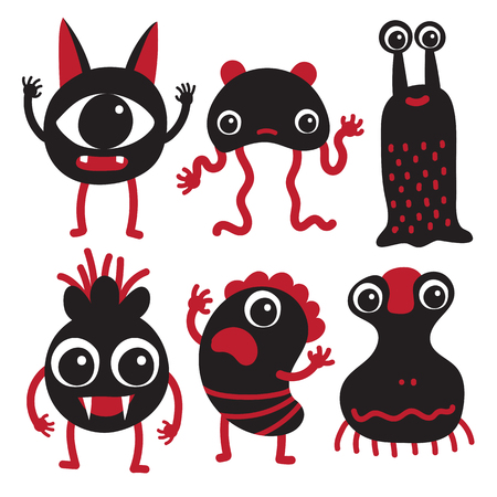 monster character collection design, monster vector  collection designのイラスト素材