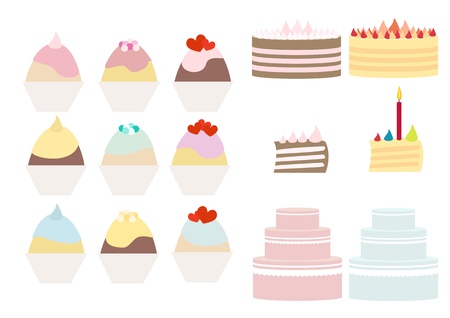 Cakes and muffins vector illustration setのイラスト素材
