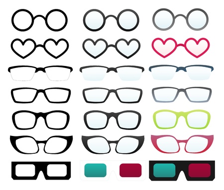 Set of vector illustrated glasses with various shapeのイラスト素材