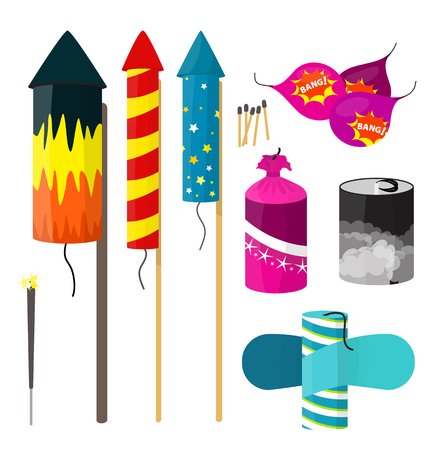 Fireworks rockets isolated vectorのイラスト素材