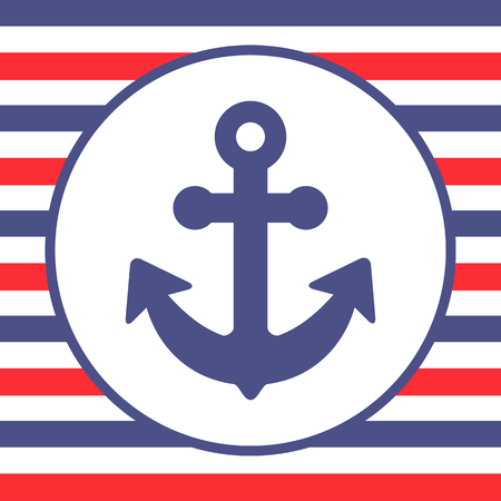 Anchor blue card with red and blue stripesのイラスト素材
