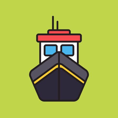 Simple boat colorful icon on green backgroundのイラスト素材