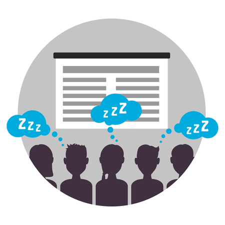 Boring business presentation with audience, simple flat vector style in circleのイラスト素材