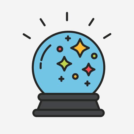 Magic fortune telling crystal ball line vector illustrationのイラスト素材