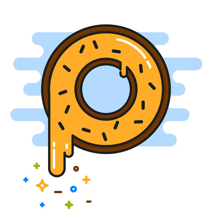 Banana yellow donut with chocolate sprinkles isolatedのイラスト素材