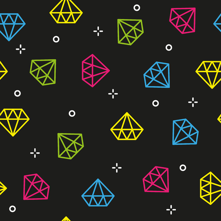 Diamond colorful dark seamless pattern vector illustration.のイラスト素材
