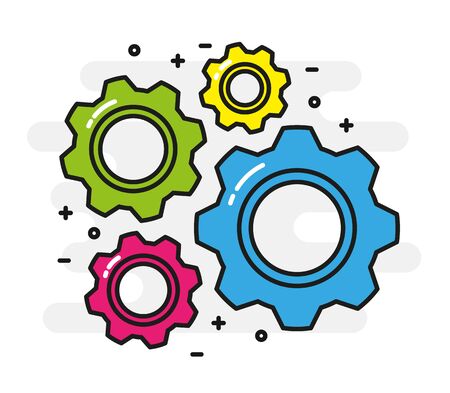Colorful cogwheels concept black outline vectorのイラスト素材