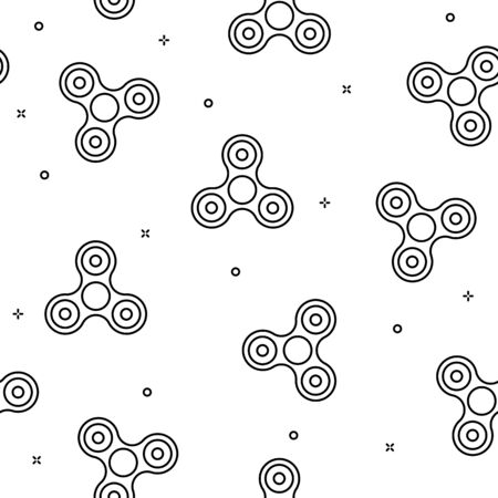 Simple black line fidget spinner seamless pattern toy vectorのイラスト素材