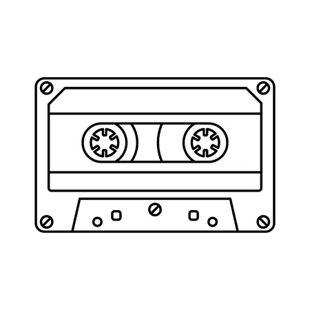 Retro cassette icon black line simple isolatedのイラスト素材