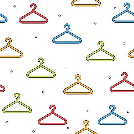 Colorful hanger seamless pattern on white backgroundの写真素材