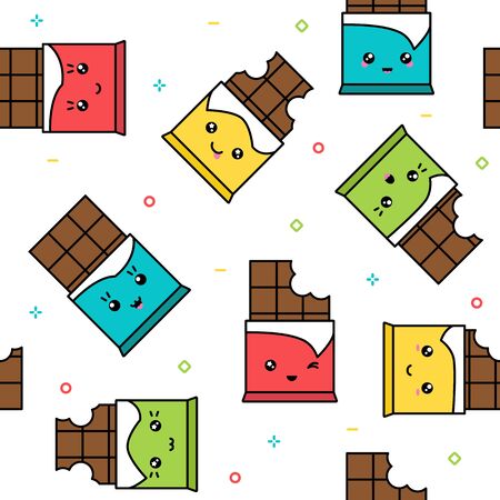 Kawaii cute chocolate colorful seamless patternのイラスト素材