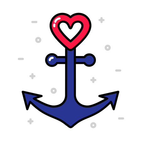 Anchor with heart nautical love conceptのイラスト素材