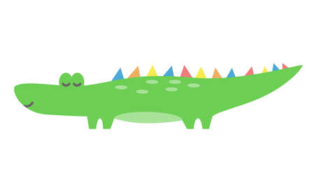 Cute colorful crocodile childish drawing adorable isolated illustrationのイラスト素材