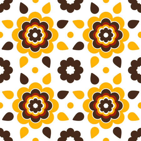 Soviet era floral seamless pattern, retro czechoslovak wallpaper 60s, 70s, 80sのイラスト素材