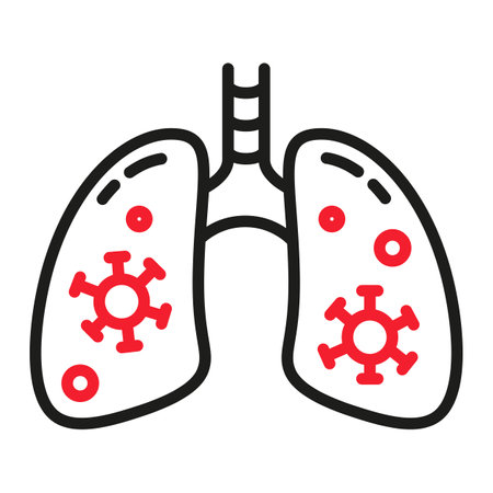 Coronavirus lungs linear icon isolatedのイラスト素材