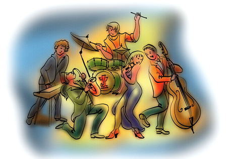 Jazz band playing musicの写真素材