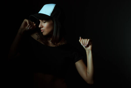 beautiful girl with a tattoo on her shoulderの写真素材