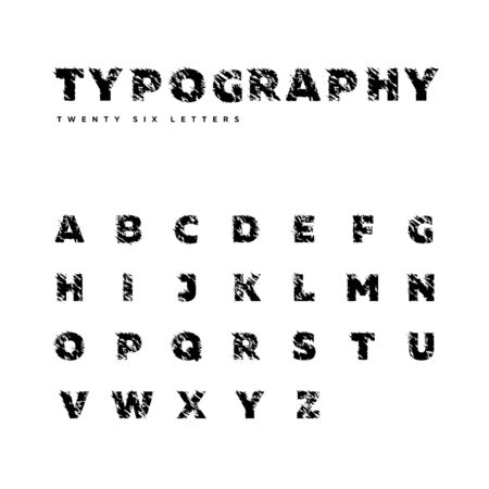 Set with dynamic letters in black color.のイラスト素材