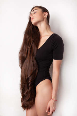 girl with very long hair, luxurious hair, beautiful Jewish girlの写真素材