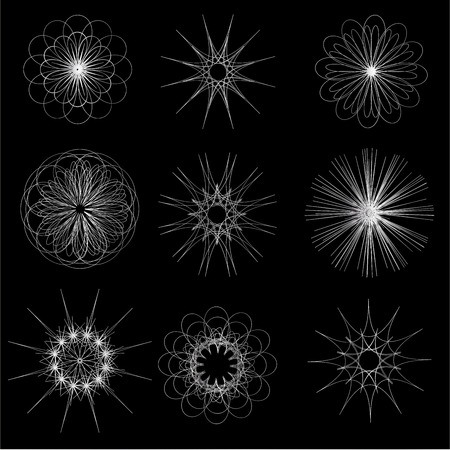 Set 9 of silver geometric vector symbol.のイラスト素材